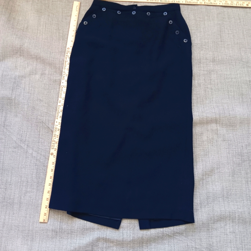 Vintage Ralph Lauren Navy Blue Midi Skirt With Nautical Details